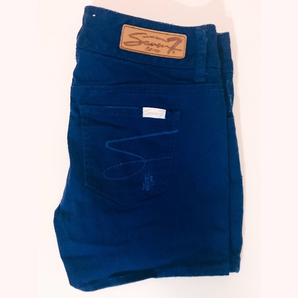 Seven7 Jeans | Distressed Royal Blue Denim Shorts - Picture 2 of 3